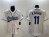 Men's Los Angeles Dodgers #11 Roki Sasaki White With Patch Cool Base Stitched Jersey,baseball caps,new era cap wholesale,wholesale hats